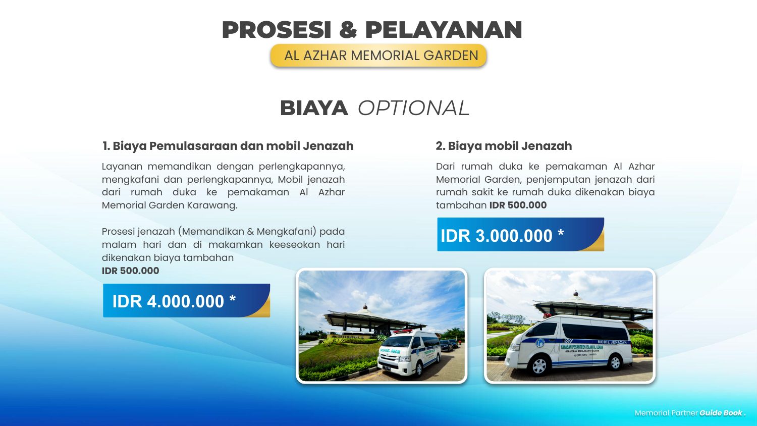 Biaya optional pemulasaraan dan mobil jenazah