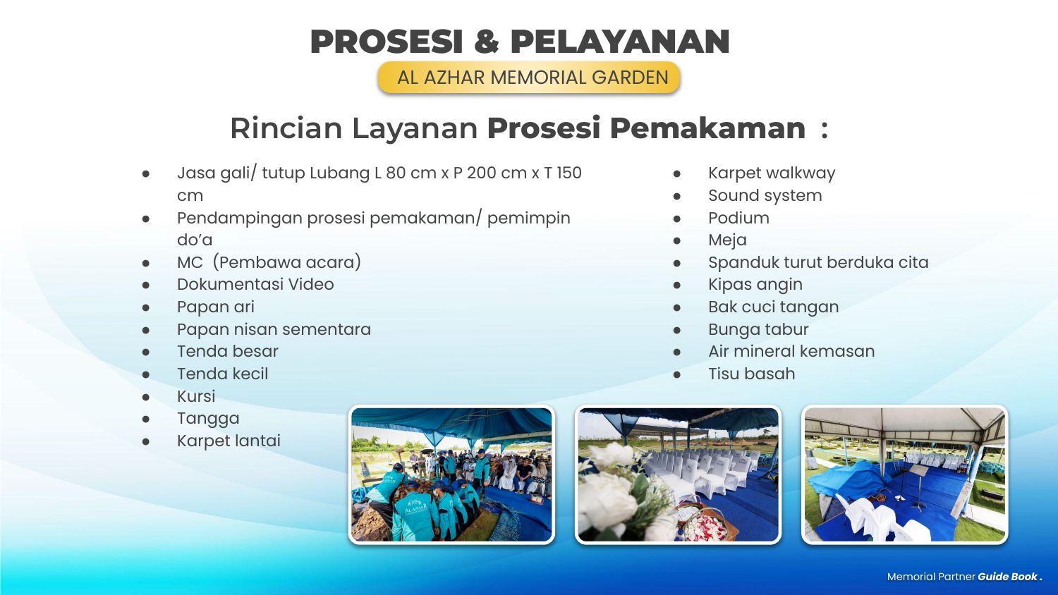 Rincian layanan prosesi pemakaman